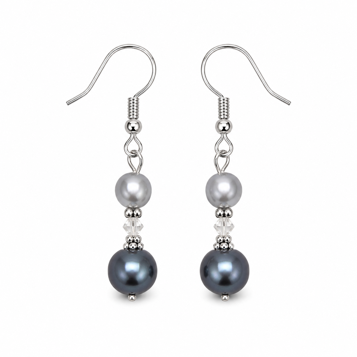 Grey and Silver Sphere Earrings