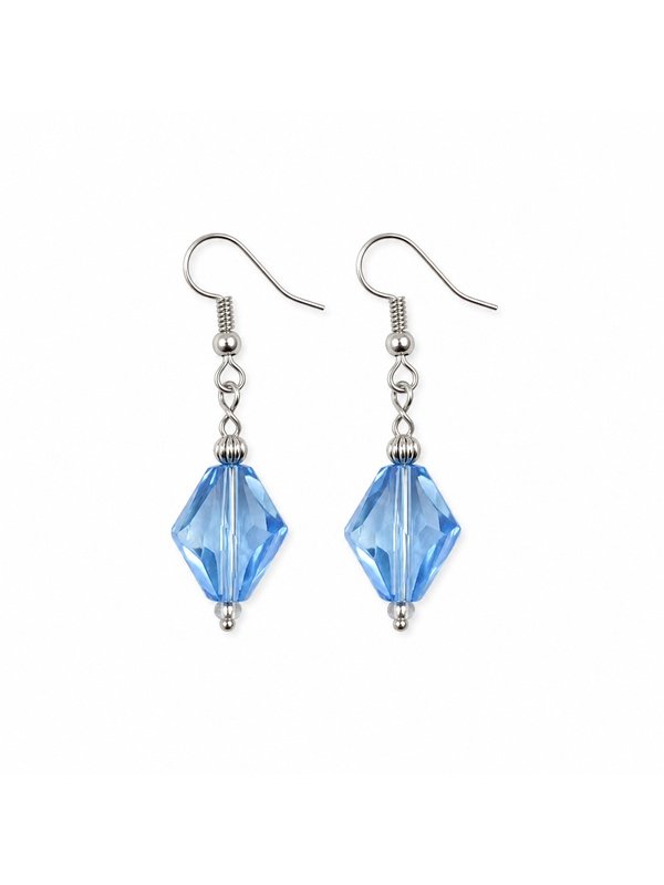 Transparent Blue Diamond Shape Earrings